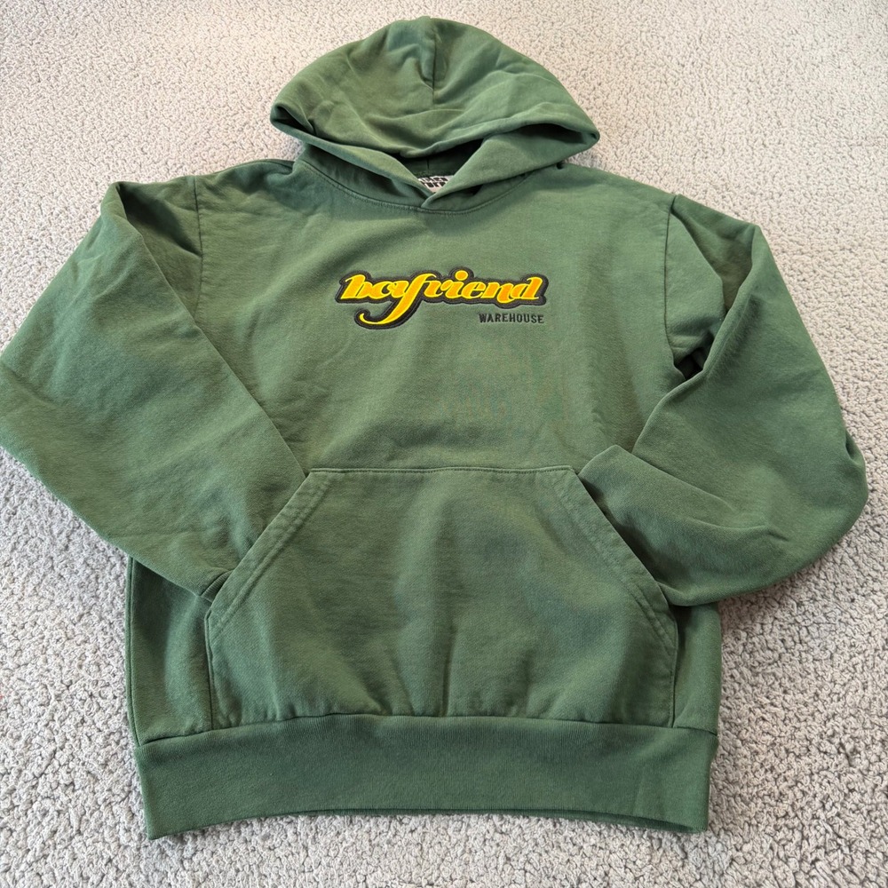 Video Store Boyfriend Warehouse Hoodie Green Graphic Sweatshirt Small